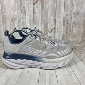 Hoka One One Bondi 8 Women's Running Shoes Gray White Blue Size 8.5 Wide